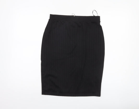 Savida Women Black Pencil Skirt M Knee Length Zip Workwear