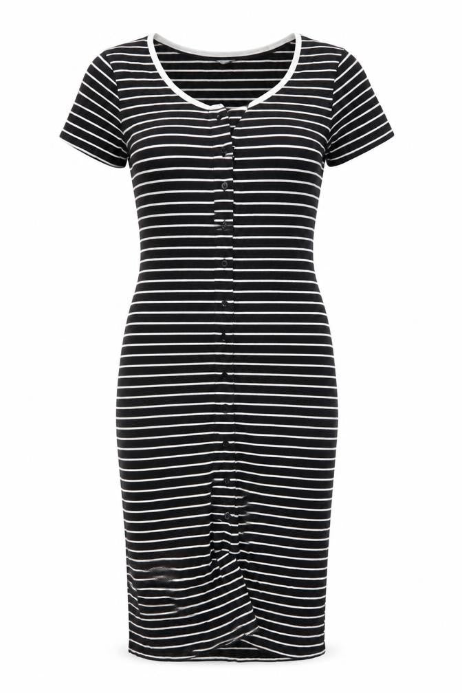 Jigsaw Women Black White Striped Cotton Pencil Dress XS