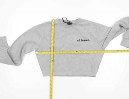 Back view of Ellesse Women’s Grey Cropped Sweatshirt UK 8 Logo Pullover