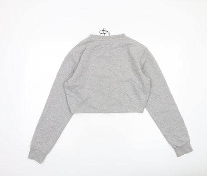 Close-up detail of Ellesse Women’s Grey Cropped Sweatshirt UK 8 Logo Pullover