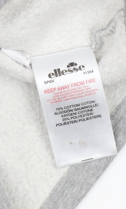 Brand and care label for Ellesse Women’s Grey Cropped Sweatshirt UK 8 Logo Pullover