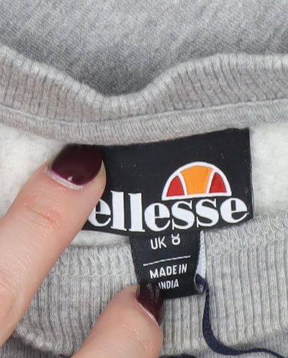 Additional view of Ellesse Women’s Grey Cropped Sweatshirt UK 8 Logo Pullover