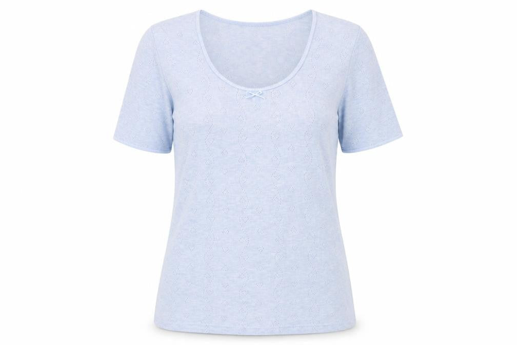 Damart Women’s Blue Scoop Neck Short Sleeve Knit T-Shirt L