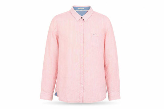 Hilfiger Denim Men's XL Pink Striped Button-Up Shirt Long Sleeve