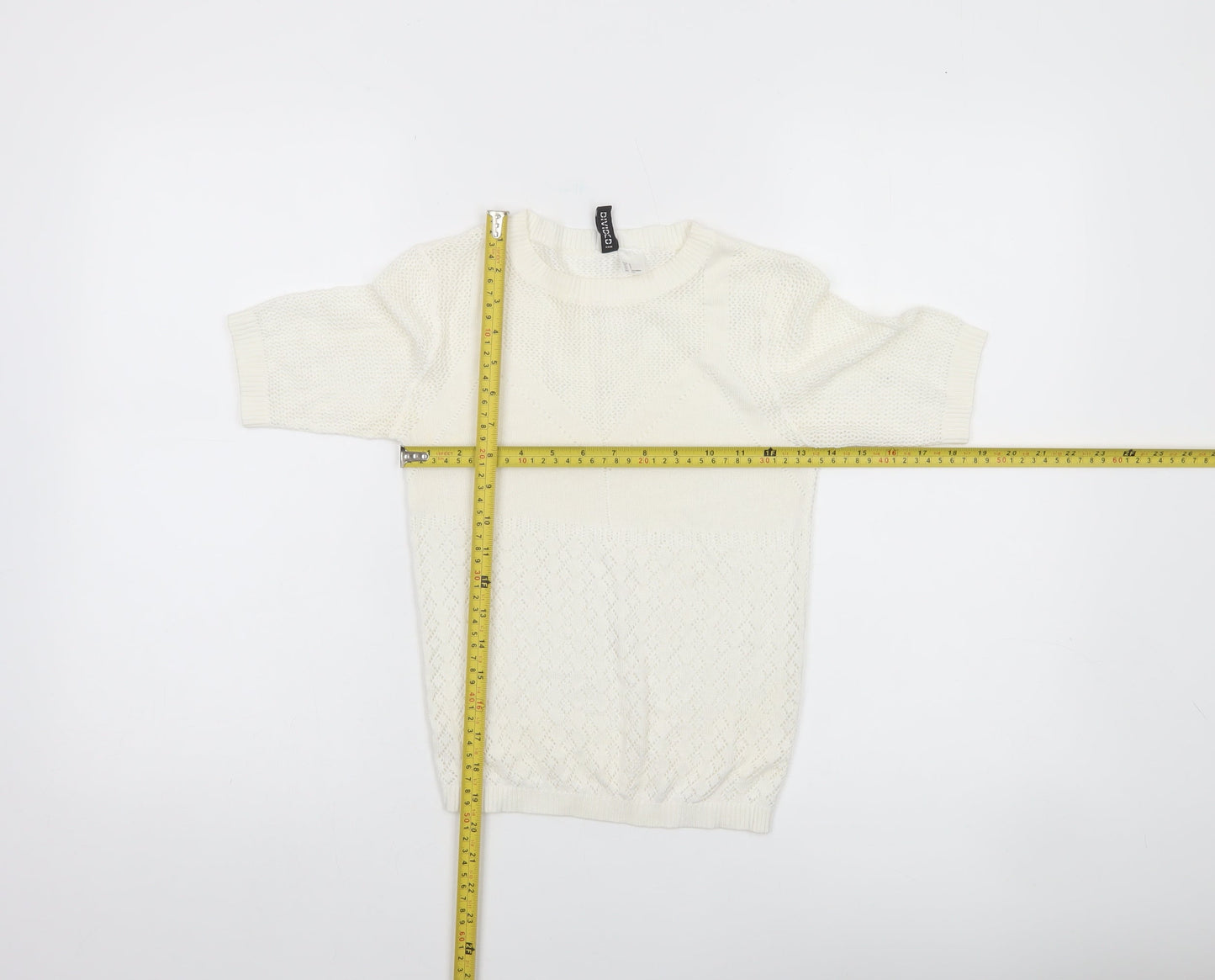 H&M Divided Women’s Ivory Knit Short Sleeve Top Size 8