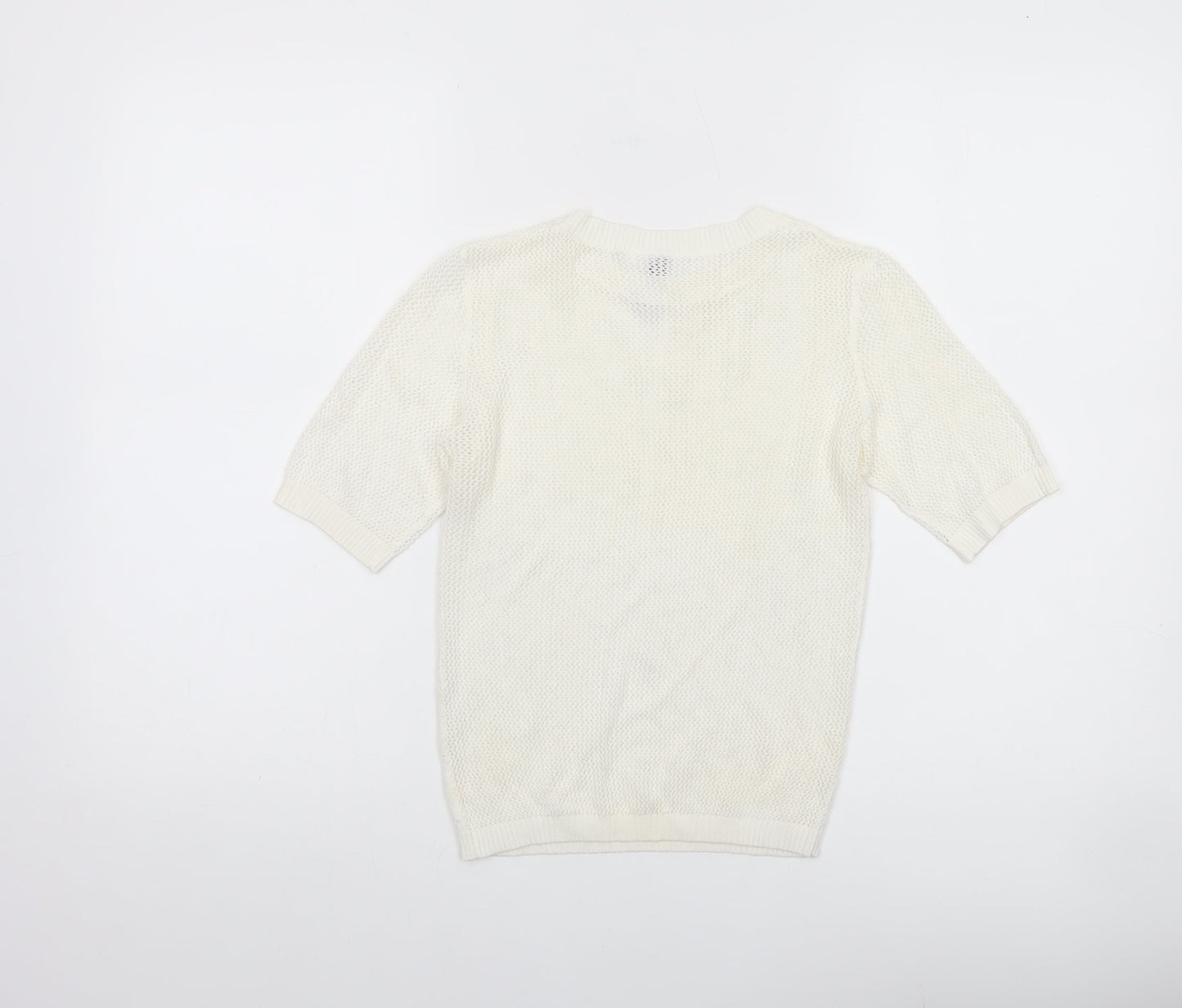 H&M Divided Women’s Ivory Knit Short Sleeve Top Size 8