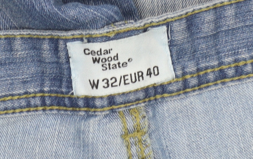 Cedar Wood State Men's Blue Denim Chino Shorts W32 Regular Fit
