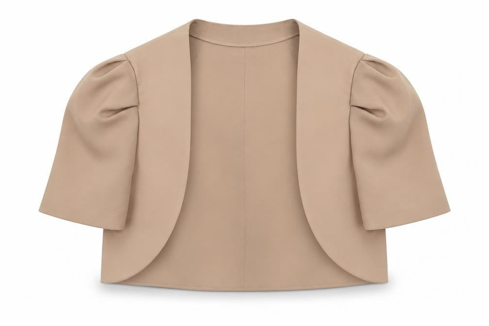 Fran Jane Women’s Beige Cropped Blazer Jacket Size 10