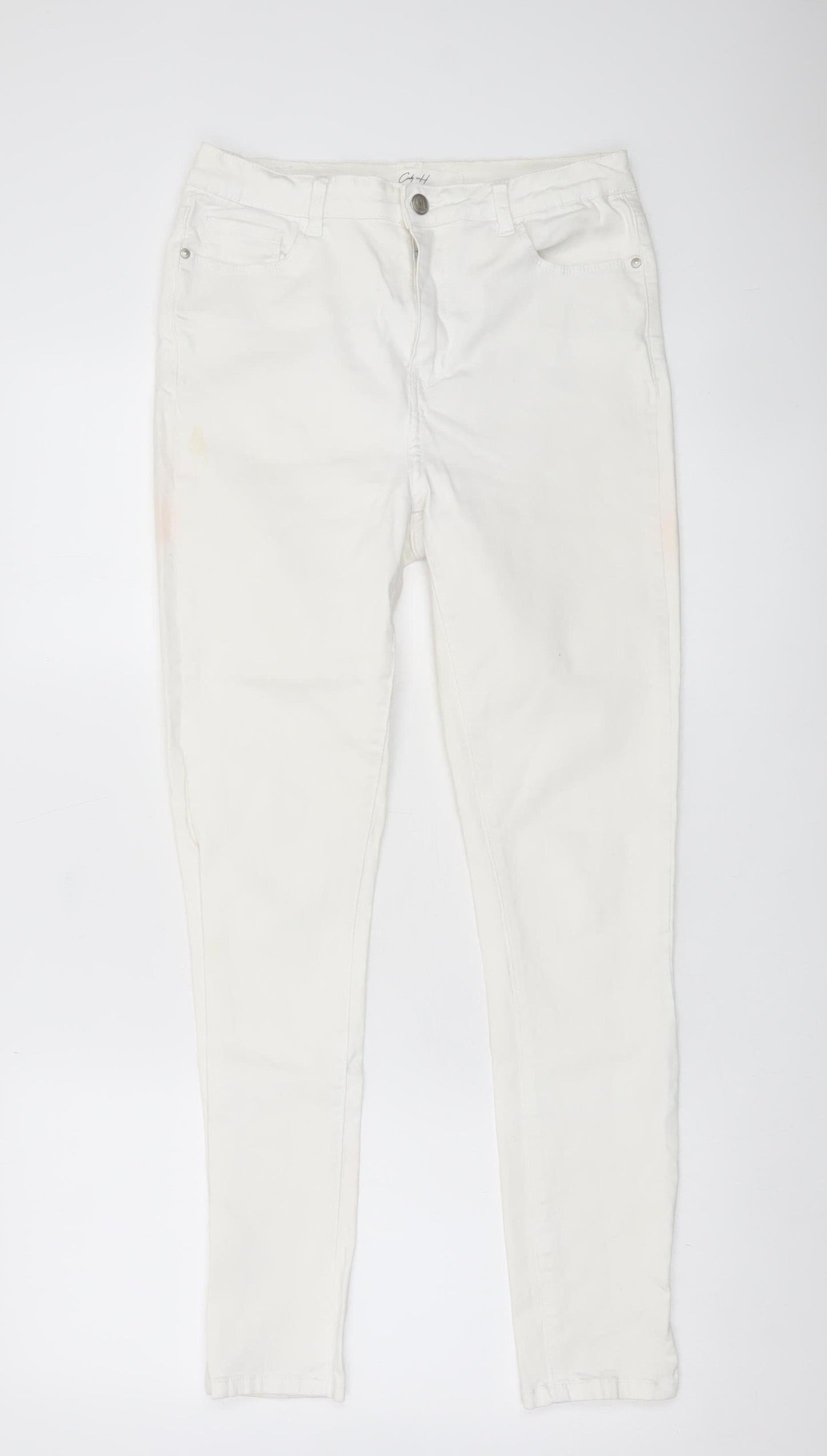 City H Paris Womens White Size 14 Skinny Jeggings Cotton Stretch