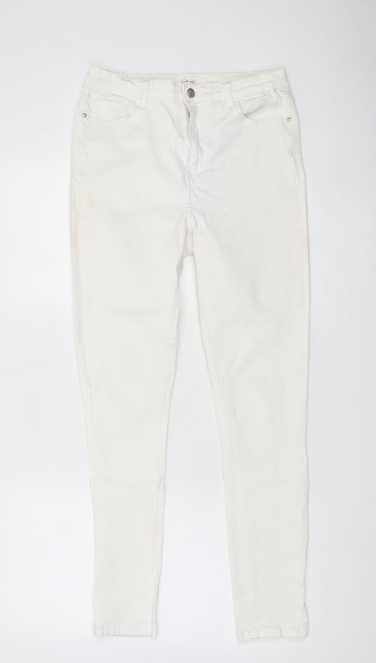 City H Paris Womens White Size 14 Skinny Jeggings Cotton Stretch