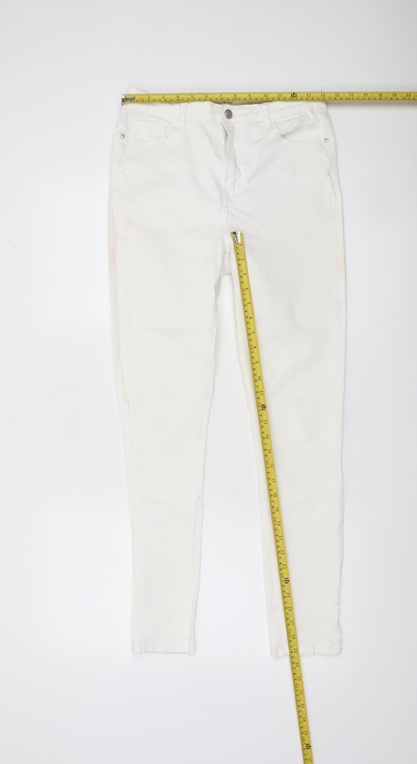 City H Paris Womens White Size 14 Skinny Jeggings Cotton Stretch
