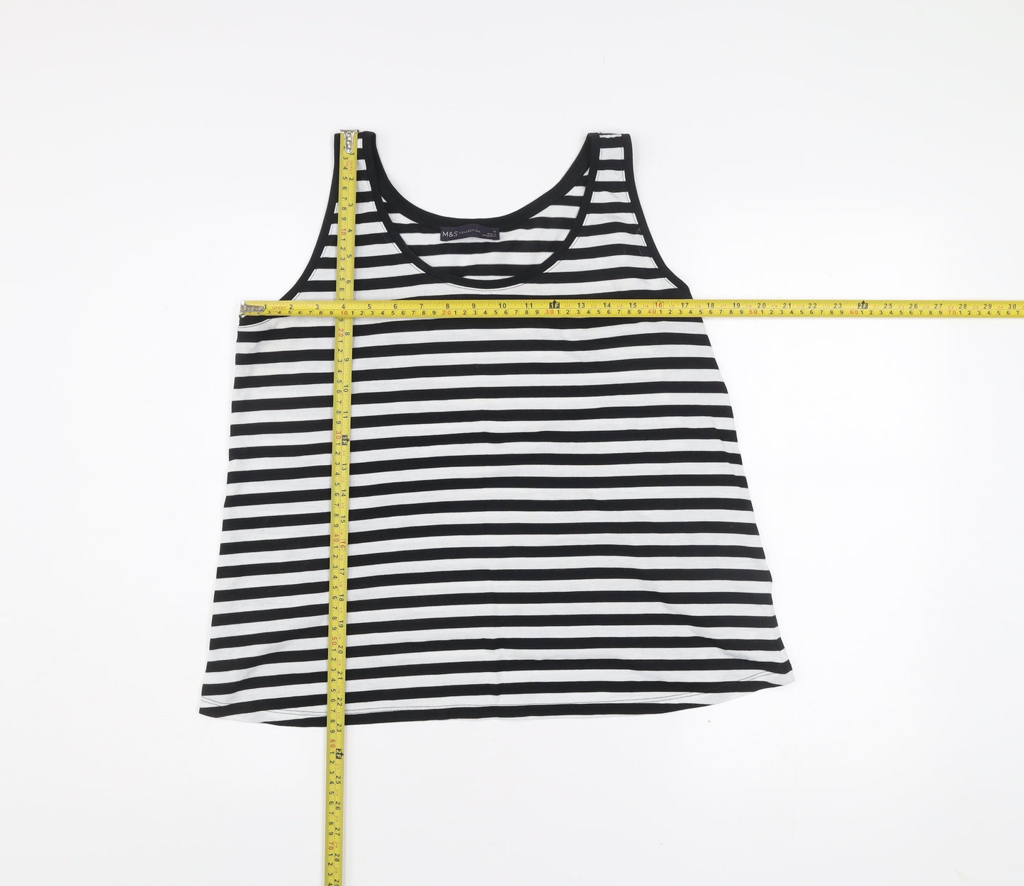 Marks and Spencer Womens Black White Stripe Tank Top Size 12