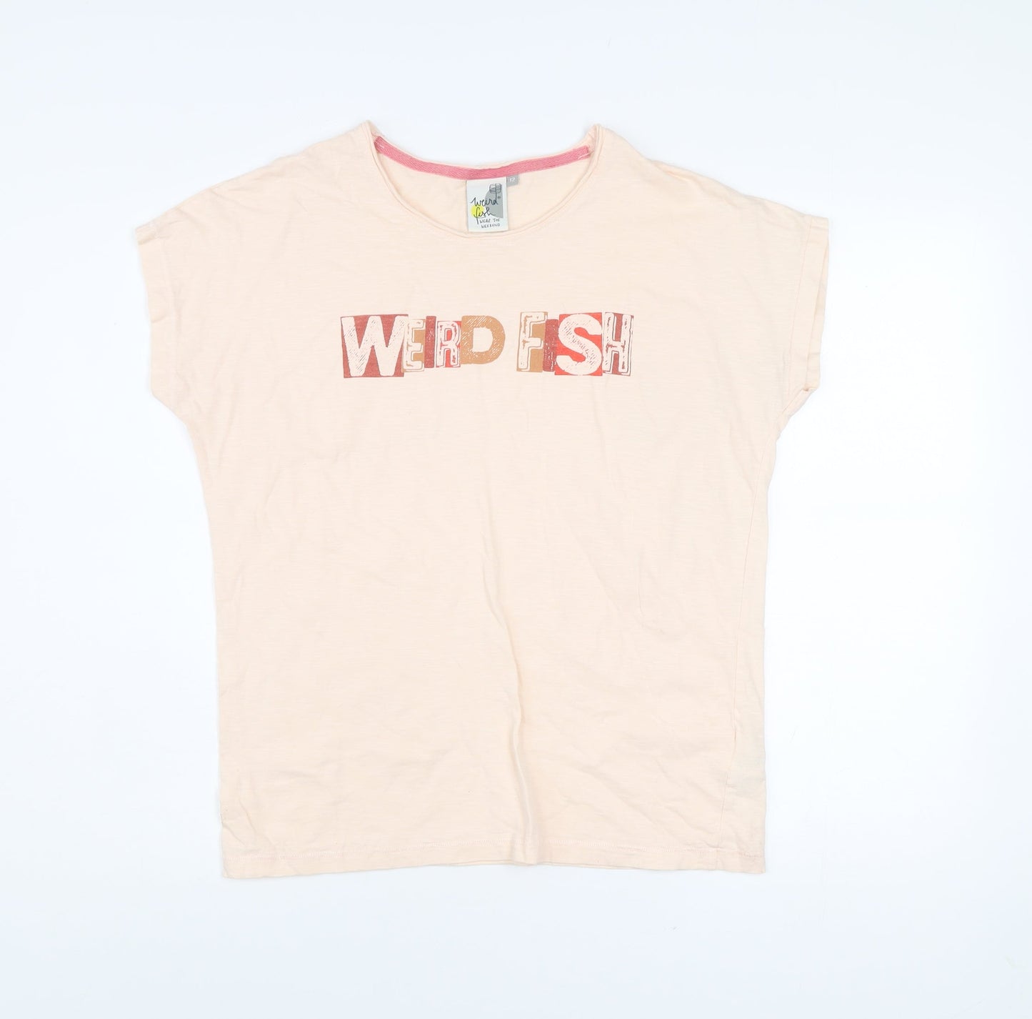 Weird Fish Womens Pink Size 12 Cotton T-Shirt Casual Crew Neck