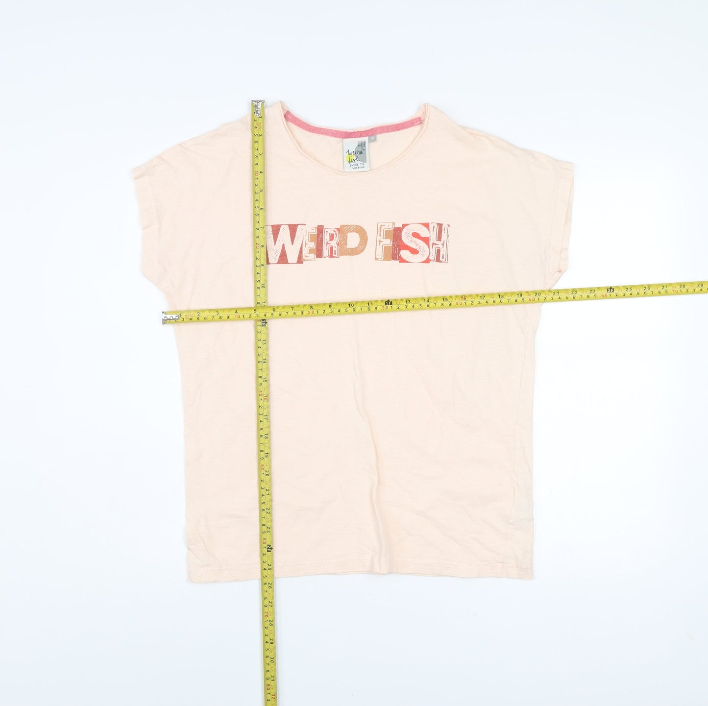 Weird Fish Womens Pink Size 12 Cotton T-Shirt Casual Crew Neck