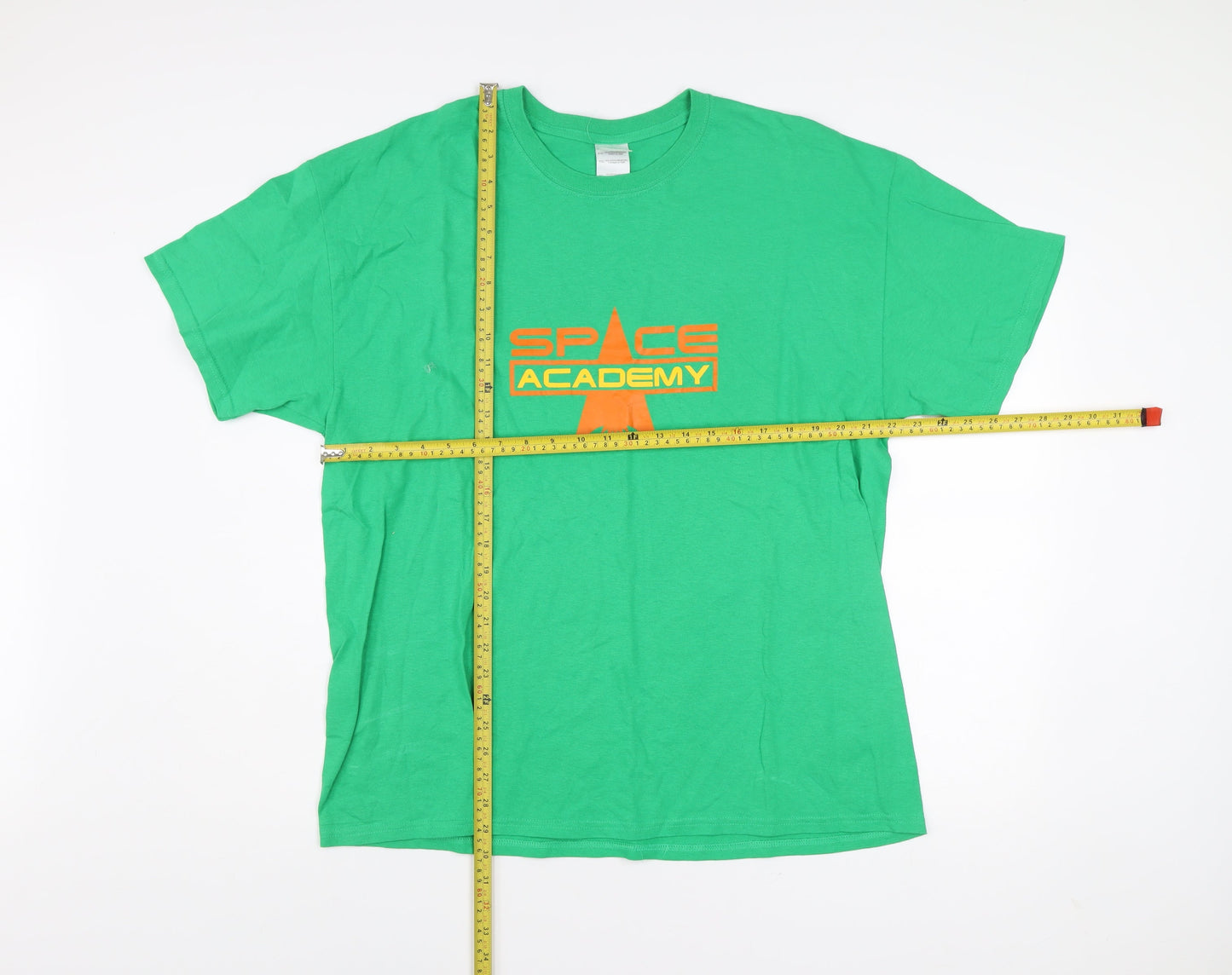 Gildan Mens XL Green Space Academy Graphic Cotton T-Shirt