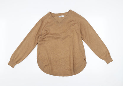 Additional front view of Gallery Women’s Brown V-Neck jumper, size S