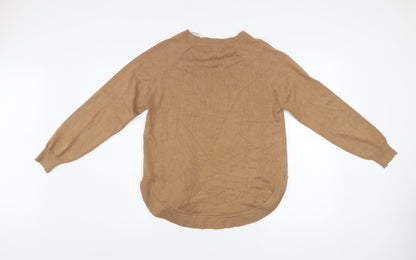 Close-up detail of Gallery Women’s Brown V-Neck jumper, size S