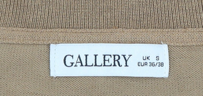 Brand and care label for Gallery Women’s Brown V-Neck jumper, size S