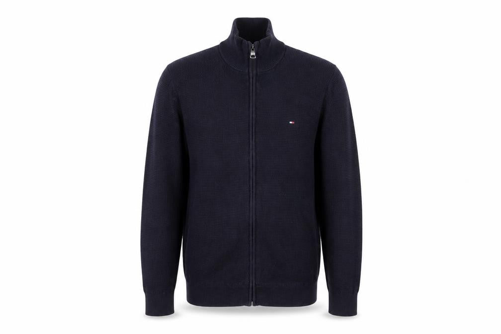Tommy Hilfiger Men Black Knit Full Zip Jacket Size M Cotton Blend