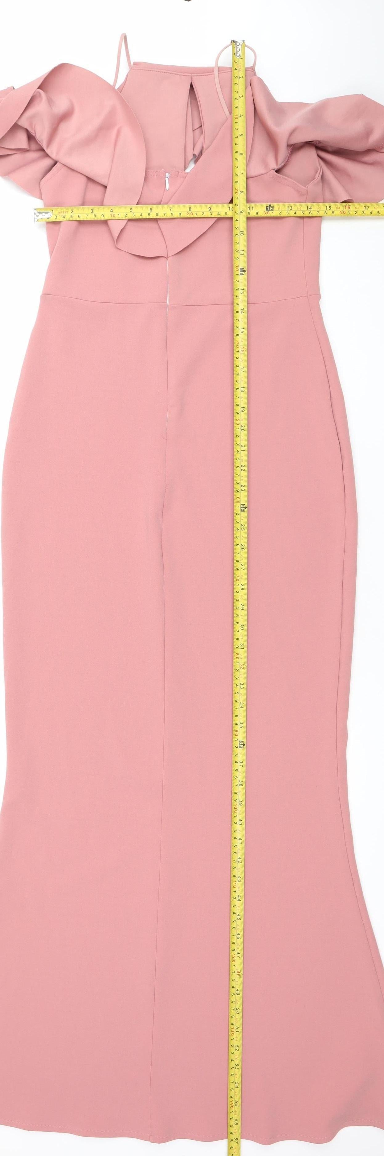 Missguided Women’s Pink Off Shoulder Midi Bodycon Dress Size 12