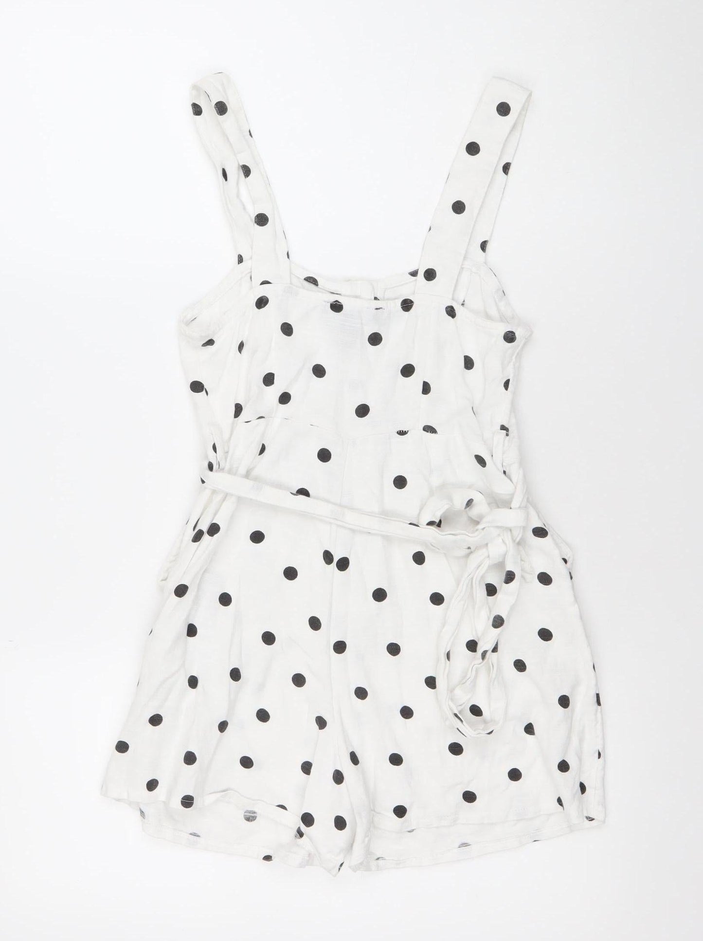 New Look Women’s Petite White Polka Dot Sleeveless Playsuit Size 6