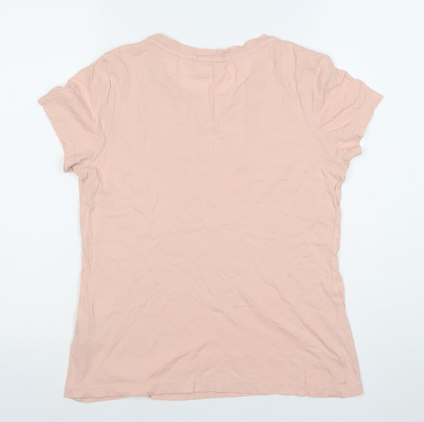 Calvin Klein Jeans Women's Pink M Cotton Crew Neck Logo T-Shirt