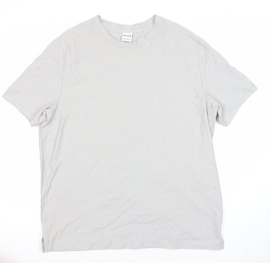 Bershka Men's Grey Cotton Short Sleeve Crew Neck T-Shirt Size M