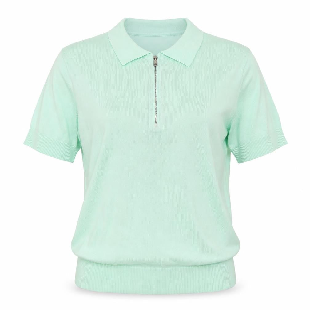boohooMAN Unisex Green Polo Shirt M Short Sleeve Zip Collared Top