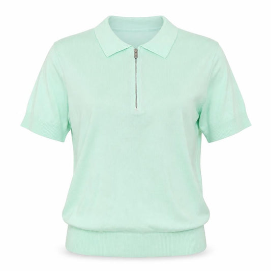 boohooMAN Womens Green Polo Shirt M Short Sleeve Zip Collared Top