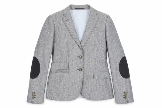 Gant Womens Grey Linen Blend Blazer UK 10 Regular Fit Two Button Jacket