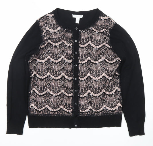 Charter Club Womens Black Lace Cardigan Jumper Size S