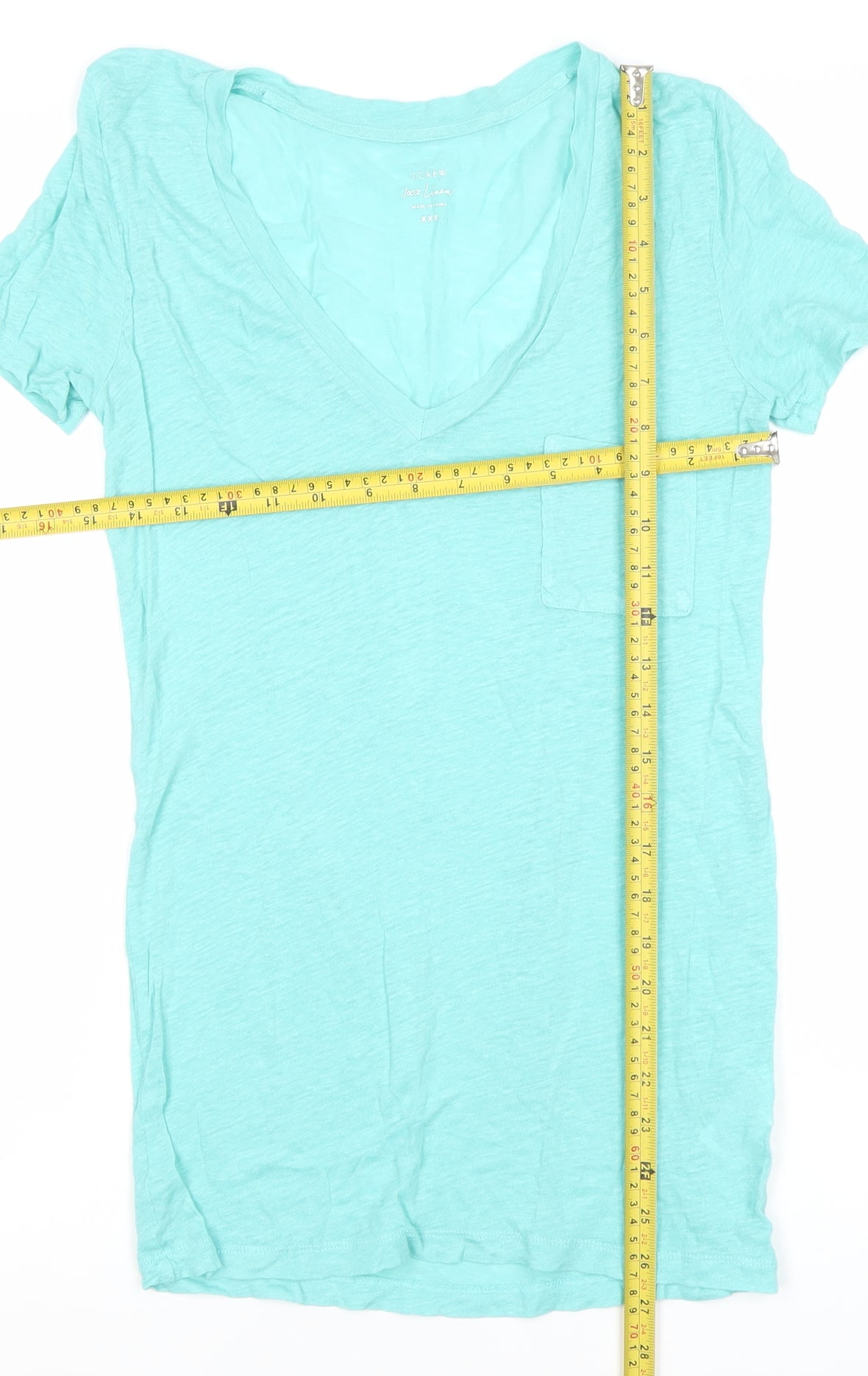 J.Crew Women’s Blue Linen V-Neck T-Shirt Size 2XS