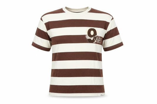 Teddy Womens Smith Brown White Striped T-Shirt Size M