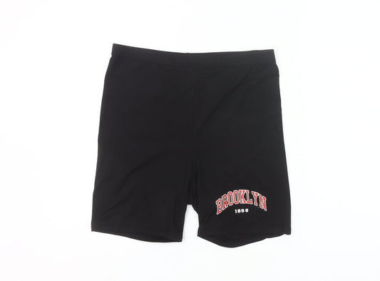 SHEIN Women’s Black Biker Shorts L Slim Fit Stretch Jersey Activewear