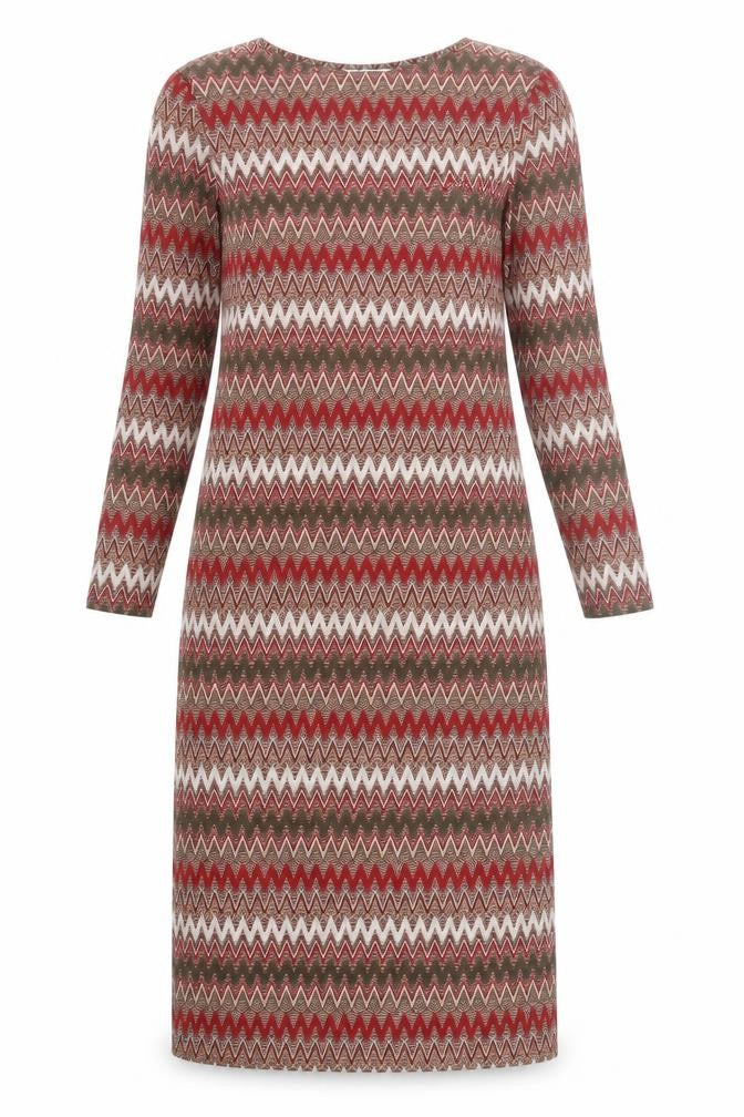 Springfield Women’s Red Green Chevron Midi Sheath Dress Size 12