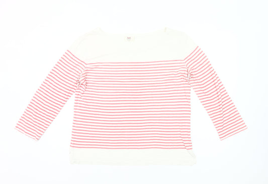 Hush Womens Pink White Striped Cotton 3/4 Sleeve T-Shirt M