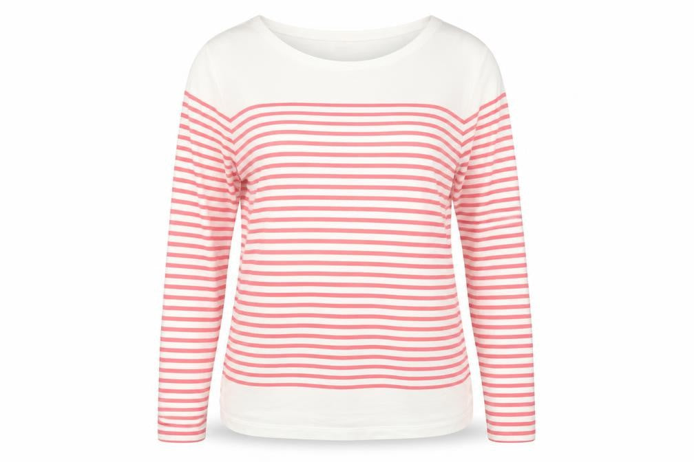 Hush Womens Pink White Striped Cotton 3/4 Sleeve T-Shirt M