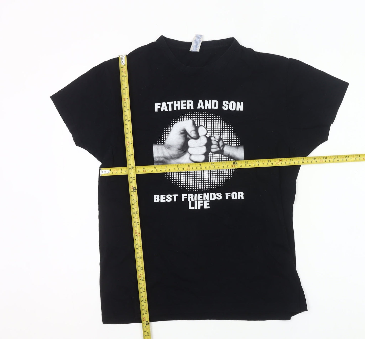 JHK Men’s Black Crew Neck Father Son Friendship Quote T-Shirt Size S