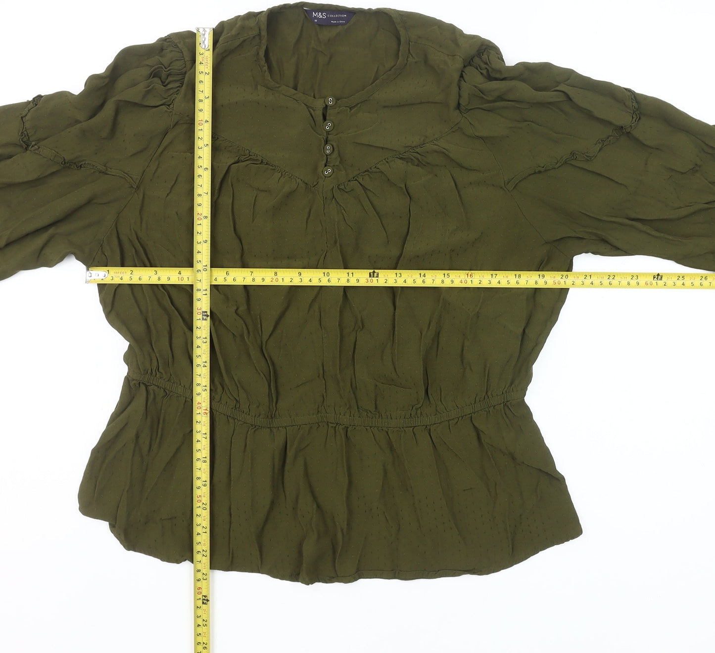 Marks and Spencer Women’s Green Viscose Blouse Size 20 Tunic Style