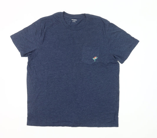 Old Navy Women Blue XL Basic Crew Neck Short Sleeve T-Shirt