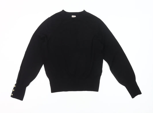 H&M Women's Black Crew Neck Pullover Jumper Size S Long Sleeve