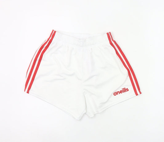 O'Neills Boys White Athletic Shorts 28in Elastic Waist Football Training