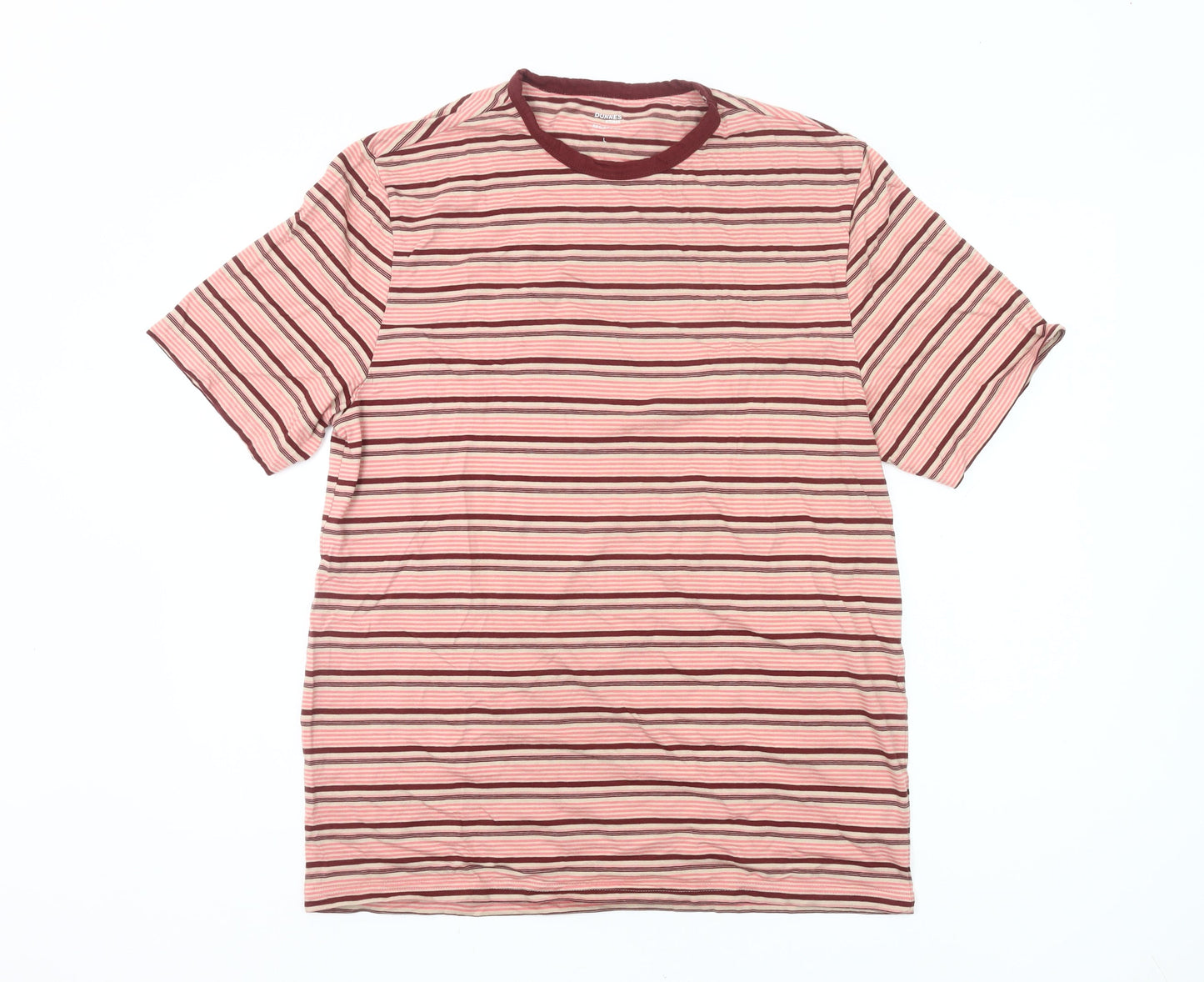 Dunnes Stores Men's Multicoloured Stripe Crew Neck Regular Fit T-Shirt Size L