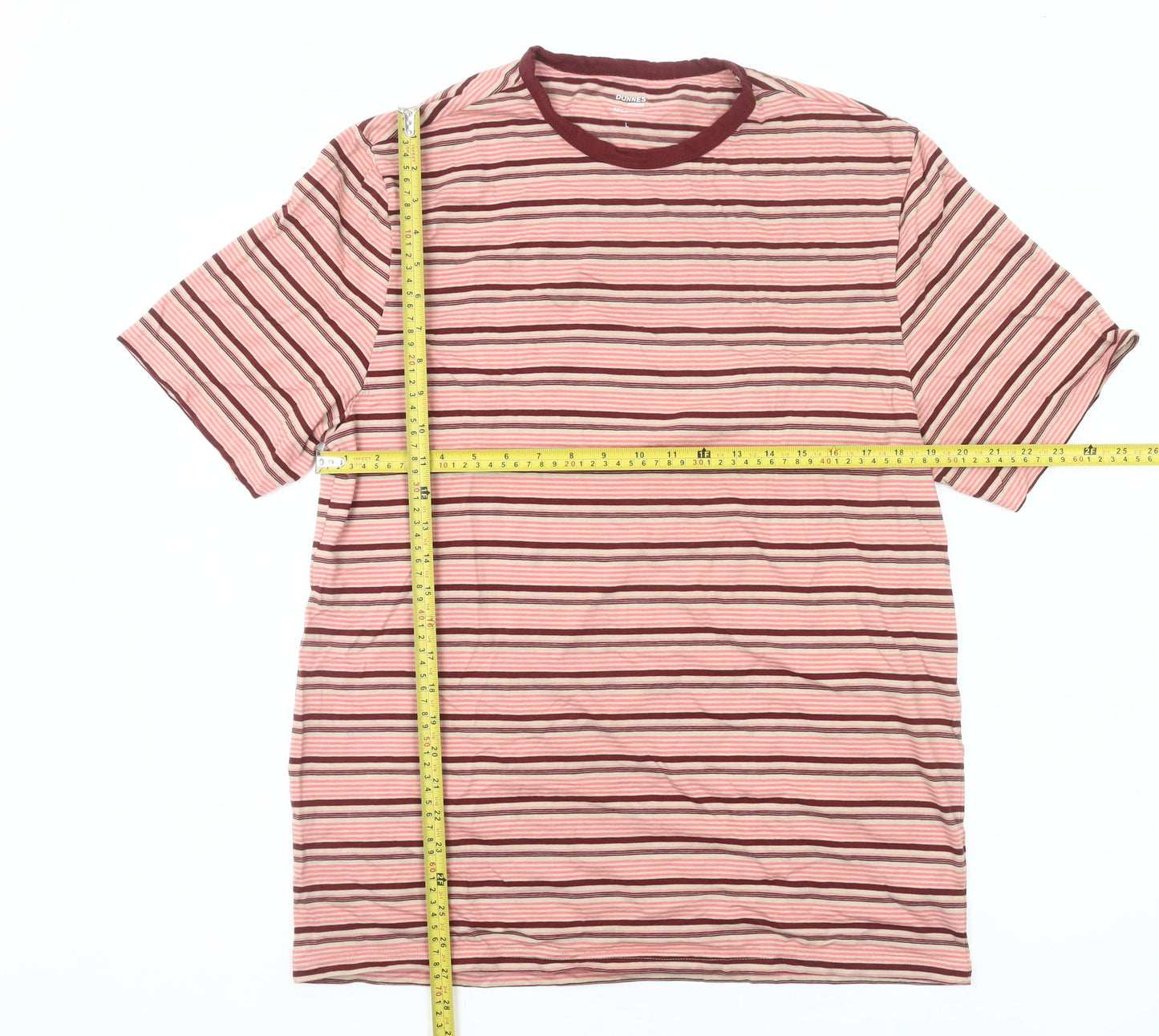 Dunnes Stores Men's Multicoloured Stripe Crew Neck Regular Fit T-Shirt Size L