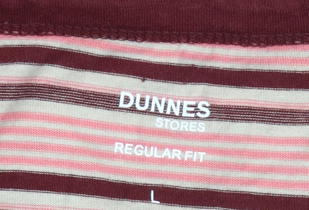 Dunnes Stores Men's Multicoloured Stripe Crew Neck Regular Fit T-Shirt Size L