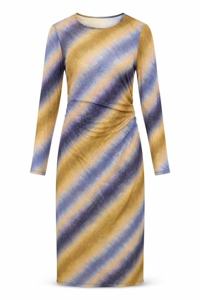 Primark Women’s Multicoloured Bodycon Midi Dress L Tie Dye Long Sleeve
