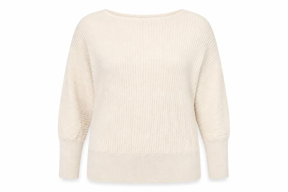 Dunnes Women’s Beige Size 16 Pullover Jumper 3/4 Sleeve Knit