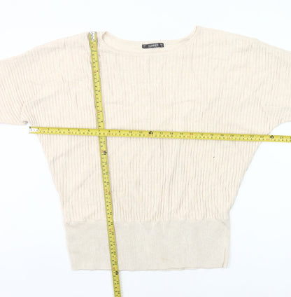 Back view of Dunnes Women’s Beige, size UK 16, jumper 3/4 Sleeve Knit