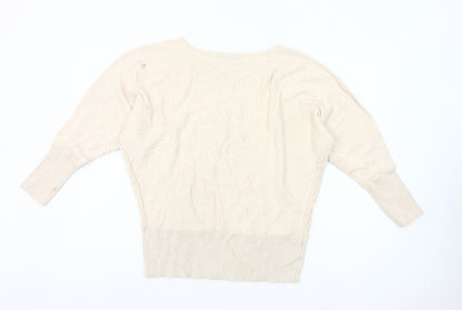 Close-up detail of Dunnes Women’s Beige, size UK 16, jumper 3/4 Sleeve Knit