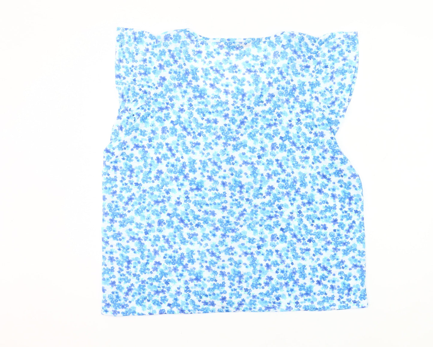 Dunnes Women’s Blue Floral Blouse Top XL Sleeveless V-Neck Summer